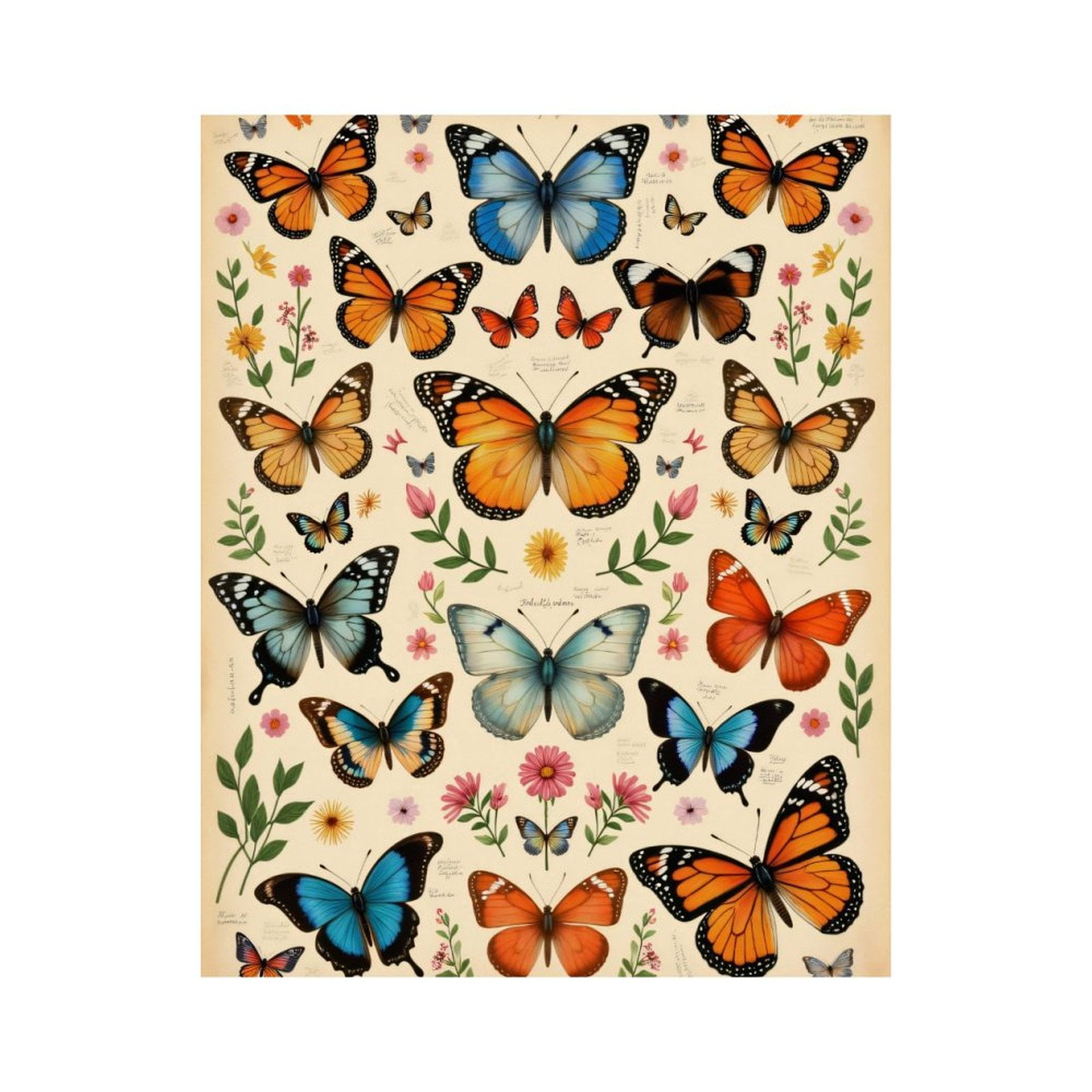 Paint By Numbers Kit for Adults Beginner - Butterfly Botanical Art Print DIY Canvas Painting Kits for Adults, Frameless Paint By Number for Adults for Home Wall Decor 16x20 Inch