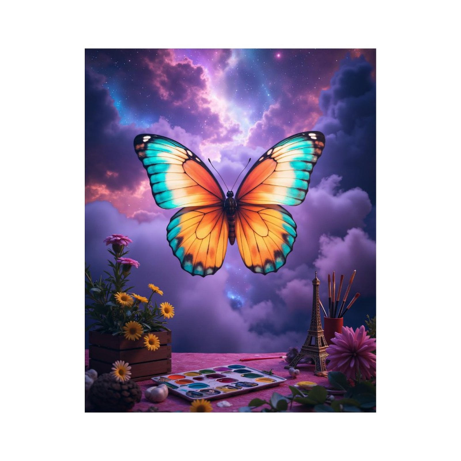 Paint By Numbers Kit for Adults Beginner - Butterfly Colorful Sky Art Flowers DIY Canvas Painting Kits for Adults, Frameless Paint By Number for Adults for Home Wall Decor 16x20 Inch