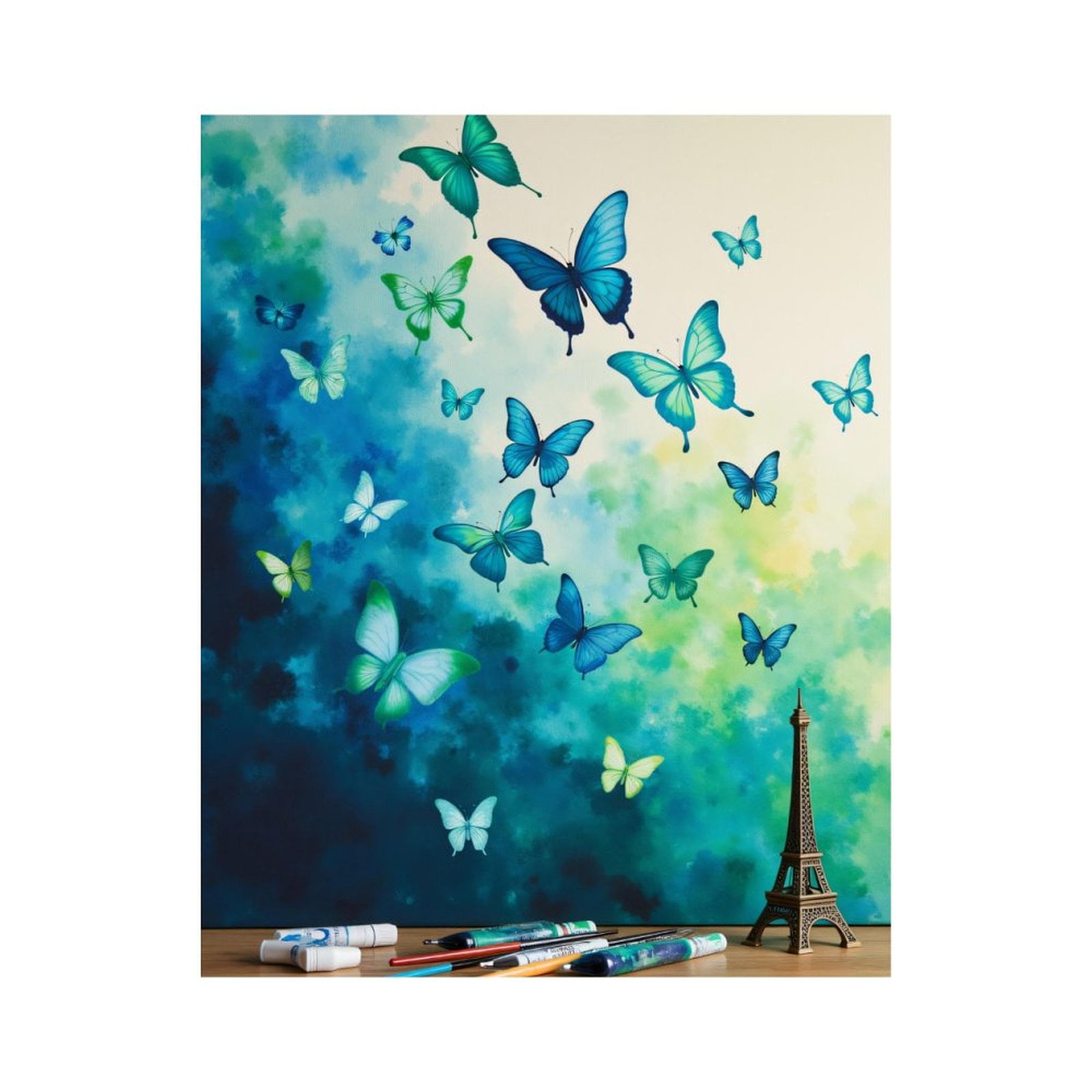 Paint By Numbers Kit for Adults Beginner - Butterfly Dream Art Eiffel Tower DIY Canvas Painting Kits for Adults, Frameless Paint By Number for Adults for Home Wall Decor 16x20 Inch