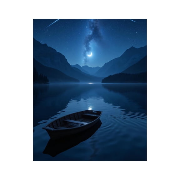 Paint By Numbers Kit for Adults Beginner - Calm Night Sky Reflected Lake Boat DIY Canvas Painting Kits for Adults, Frameless Paint By Number for Adults for Home Wall Decor 16x20 Inch