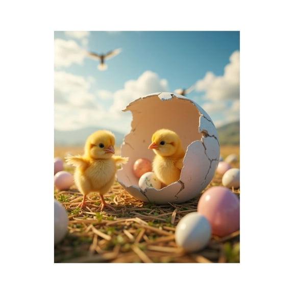 Paint By Numbers Kit for Adults Beginner - Chicks Springtime Eggs Hatching DIY Canvas Painting Kits for Adults, Frameless Paint By Number for Adults for Home Wall Decor 16x20 Inch