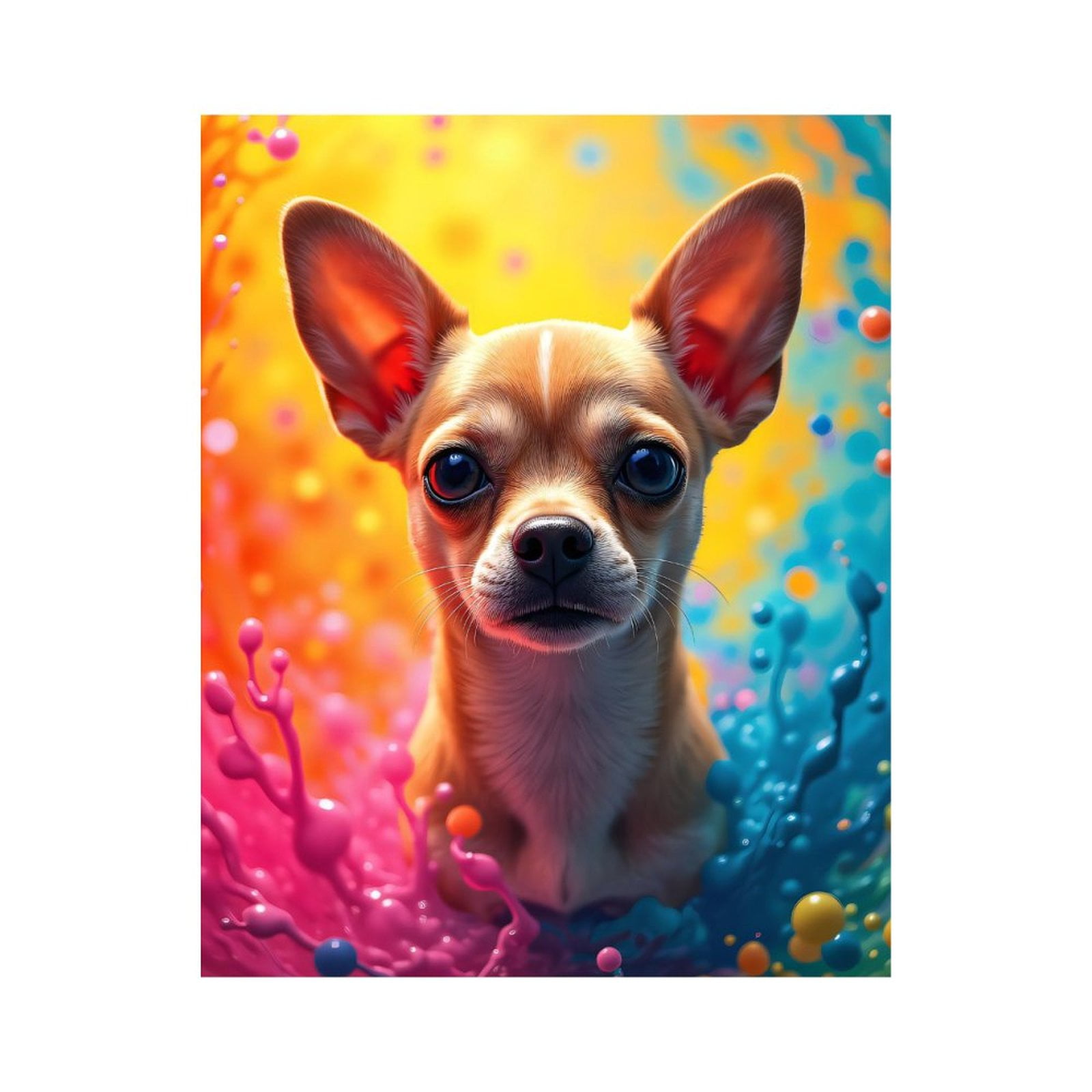Paint By Numbers Kit for Adults Beginner - Chihuahua Colorful Splash Art DIY Canvas Painting Kits for Adults, Frameless Paint By Number for Adults for Home Wall Decor 16x20 Inch