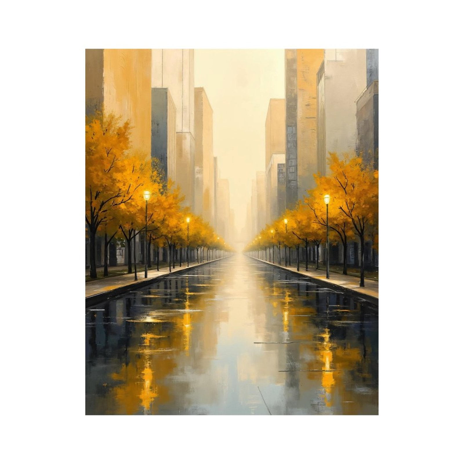 Paint By Numbers Kit for Adults Beginner - City Street Autumn Reflections Art DIY Canvas Painting Kits for Adults, Frameless Paint By Number for Adults for Home Wall Decor 16x20 Inch