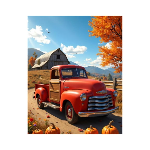 Paint By Numbers Kit for Adults Beginner - Classic Truck Autumn Scene Pumpkins DIY Canvas Painting Kits for Adults, Frameless Paint By Number for Adults for Home Wall Decor 16x20 Inch