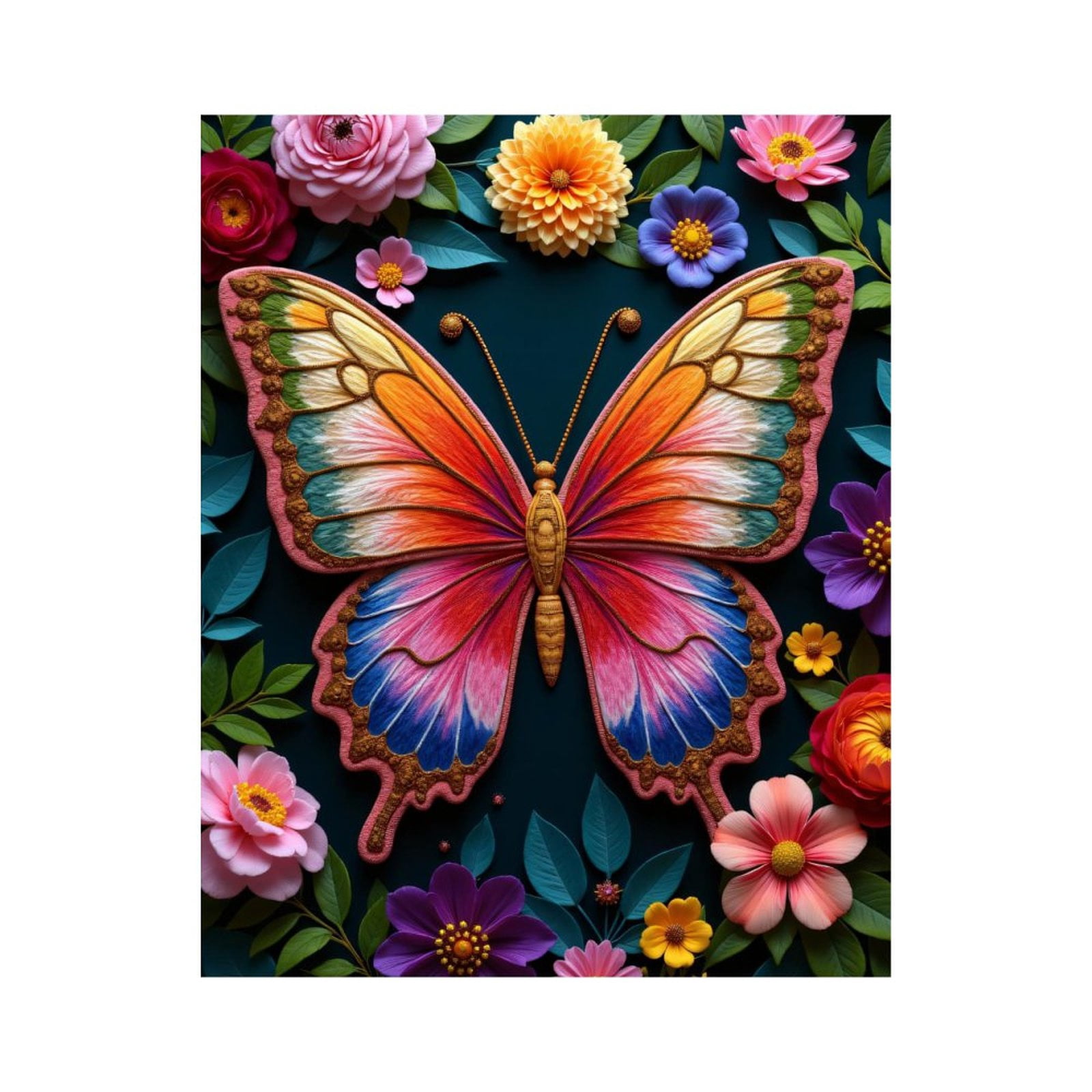 Paint By Numbers Kit for Adults Beginner - Colorful Butterfly Floral Nature Art DIY Canvas Painting Kits for Adults, Frameless Paint By Number for Adults for Home Wall Decor 16x20 Inch