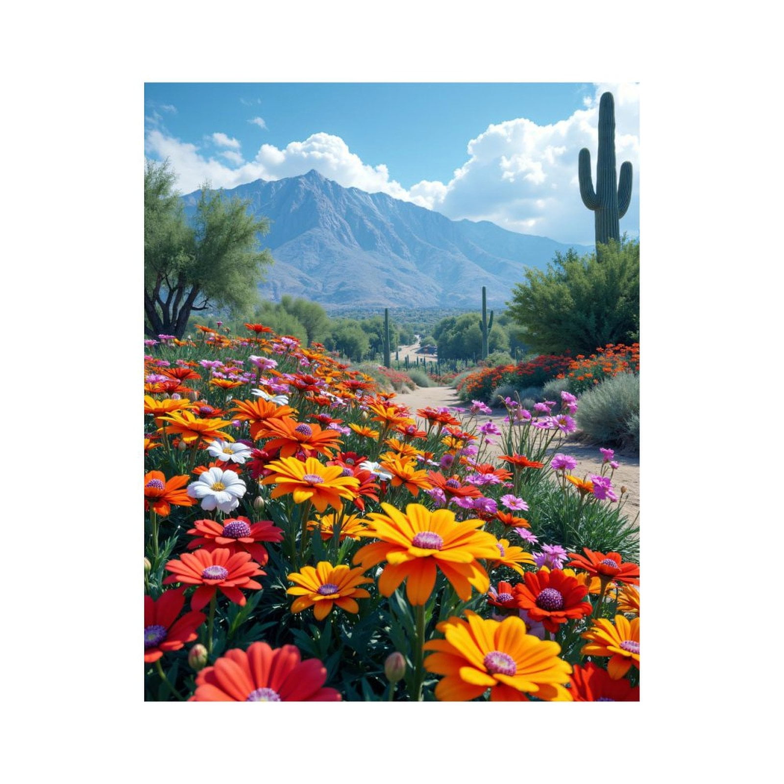 Paint By Numbers Kit for Adults Beginner - Colorful Desert Flower Pathway DIY Canvas Painting Kits for Adults, Frameless Paint By Number for Adults for Home Wall Decor 16x20 Inch