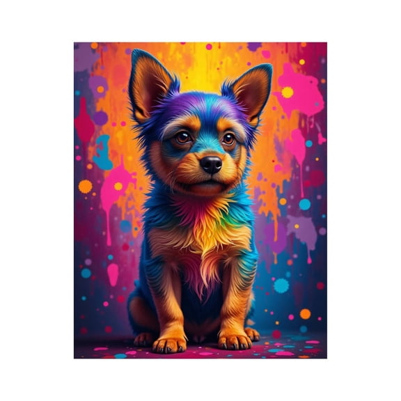 Paint By Numbers Kit for Adults Beginner - Colorful Dog Art Splash Background DIY Canvas Painting Kits for Adults, Frameless Paint By Number for Adults for Home Wall Decor 16x20 Inch