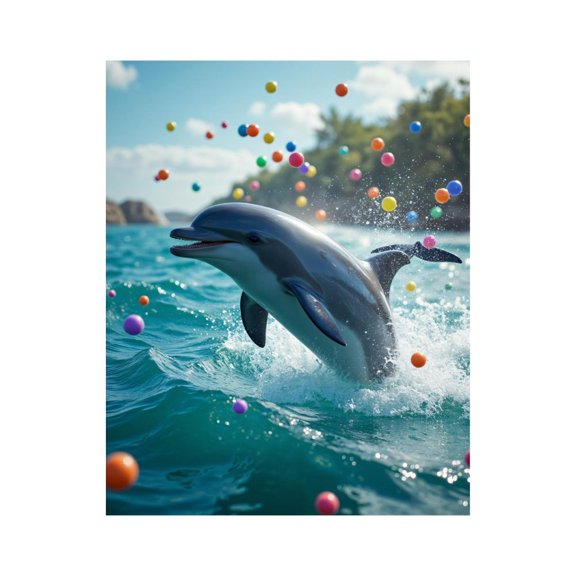 Paint By Numbers Kit for Adults Beginner - Colorful Dolphin Ocean Jumping Playful DIY Canvas Painting Kits for Adults, Frameless Paint By Number for Adults for Home Wall Decor 16x20 Inch