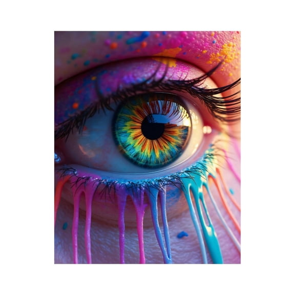 Paint By Numbers Kit for Adults Beginner - Colorful Eye Paint Dripping Rainbow DIY Canvas Painting Kits for Adults, Frameless Paint By Number for Adults for Home Wall Decor 16x20 Inch