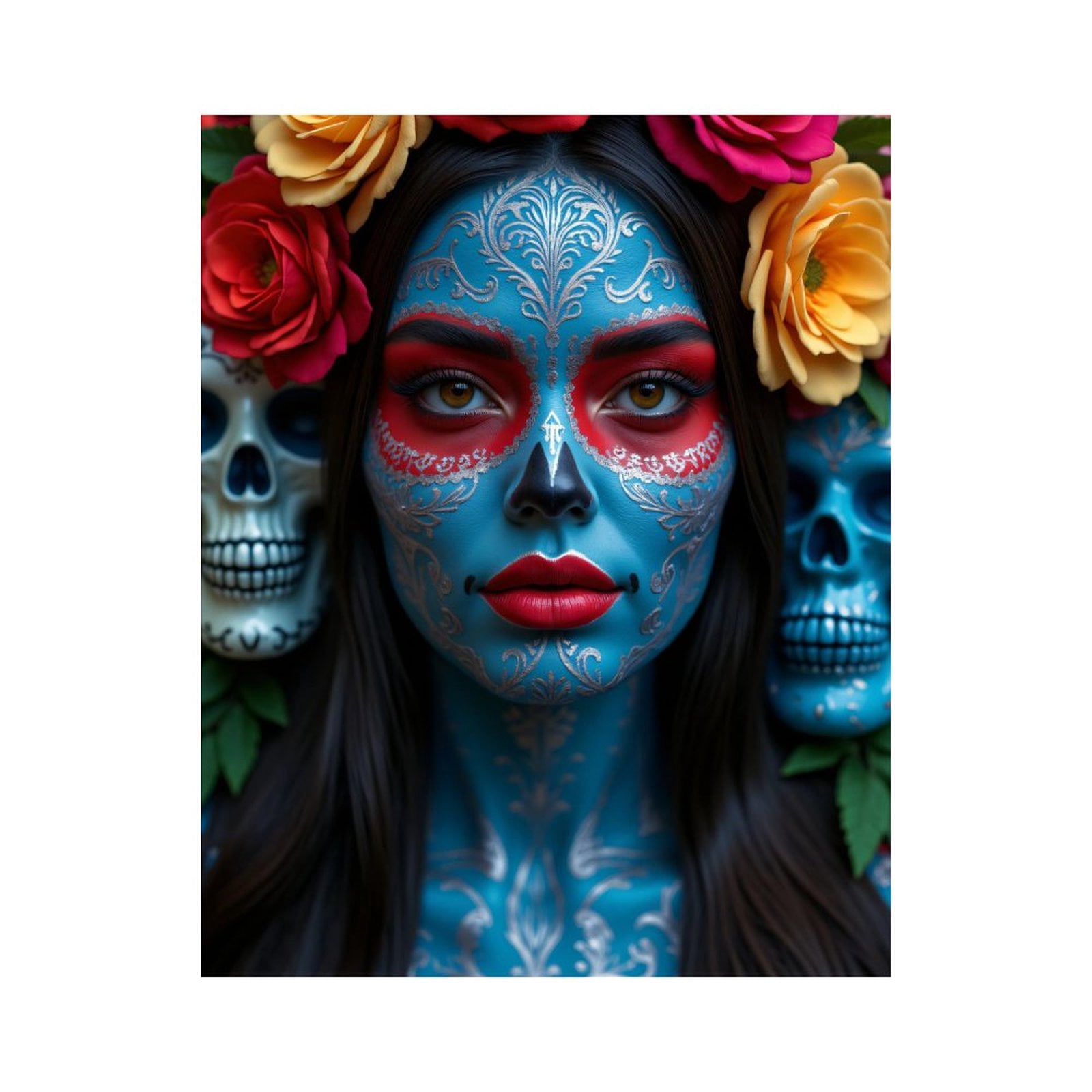 Paint By Numbers Kit for Adults Beginner - Colorful Face Art Floral Skulls DIY Canvas Painting Kits for Adults, Frameless Paint By Number for Adults for Home Wall Decor 16x20 Inch
