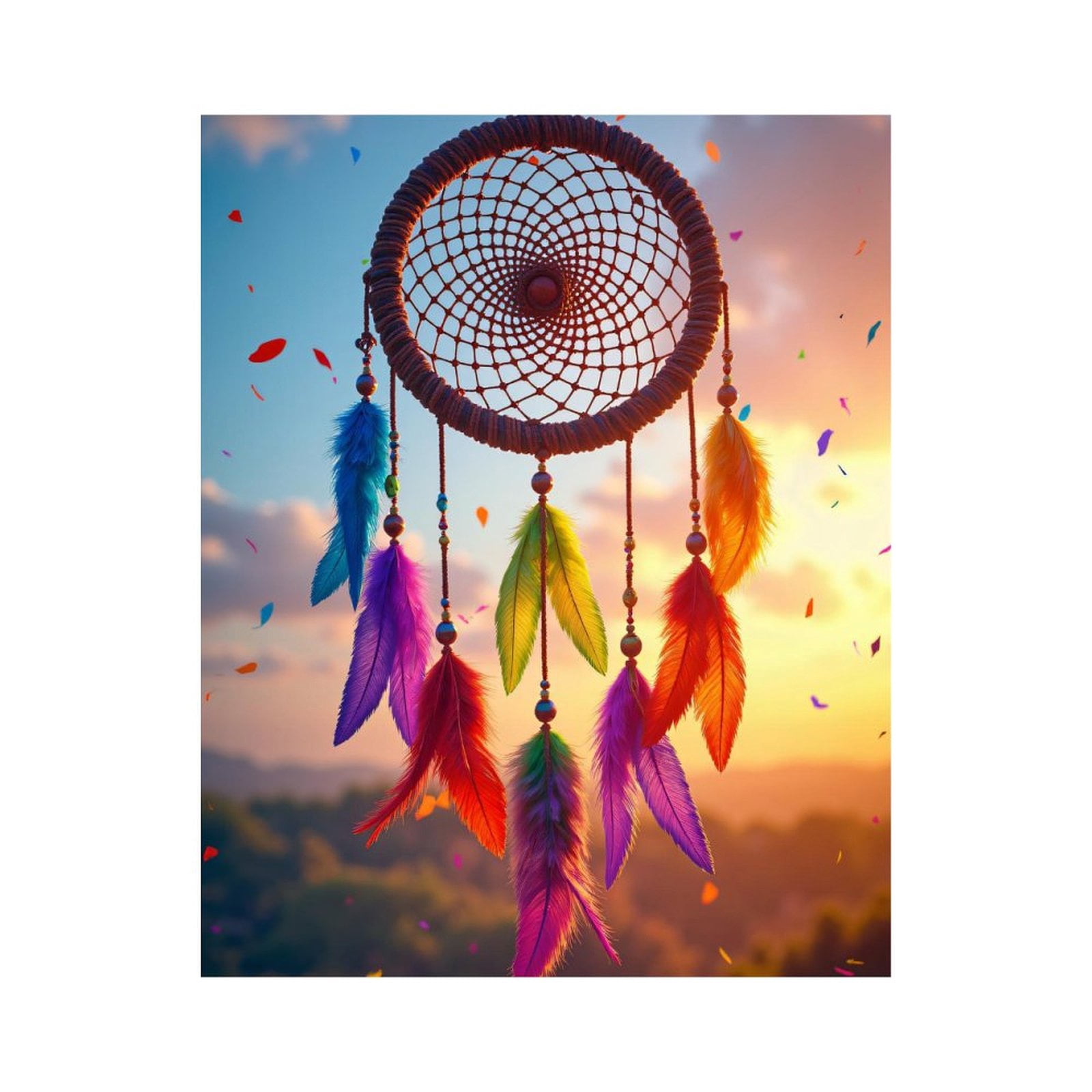 Paint By Numbers Kit for Adults Beginner - Colorful Feather Dream Catcher Sunset DIY Canvas Painting Kits for Adults, Frameless Paint By Number for Adults for Home Wall Decor 16x20 Inch