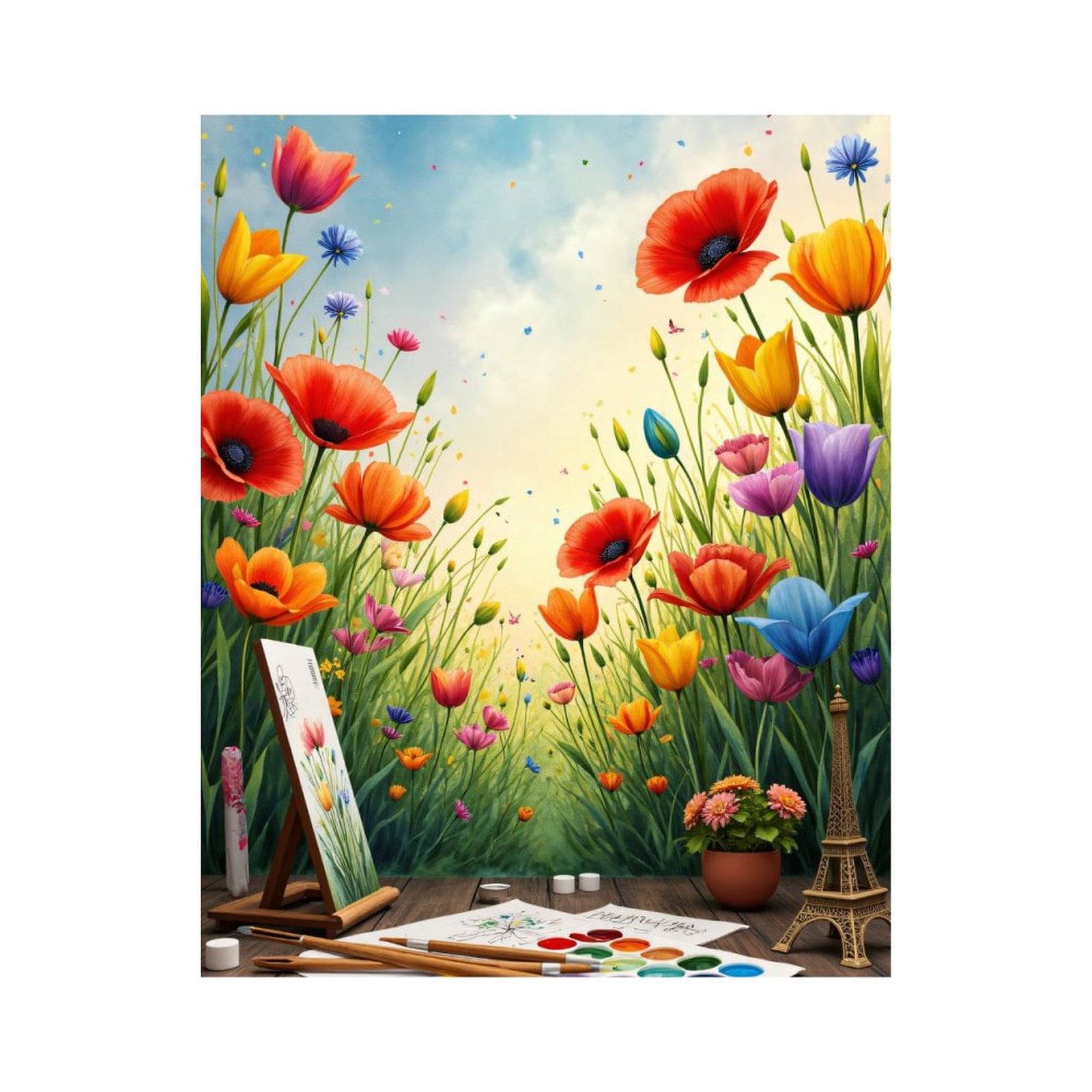 Paint By Numbers Kit for Adults Beginner - Colorful Floral Art Painting Scene DIY Canvas Painting Kits for Adults, Frameless Paint By Number for Adults for Home Wall Decor 16x20 Inch