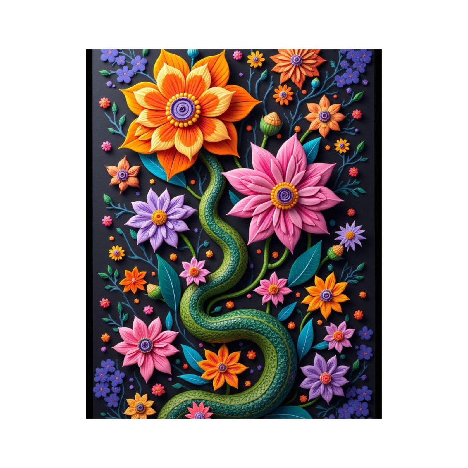 Paint By Numbers Kit for Adults Beginner - Colorful Floral Snake Art Nature DIY Canvas Painting Kits for Adults, Frameless Paint By Number for Adults for Home Wall Decor 16x20 Inch