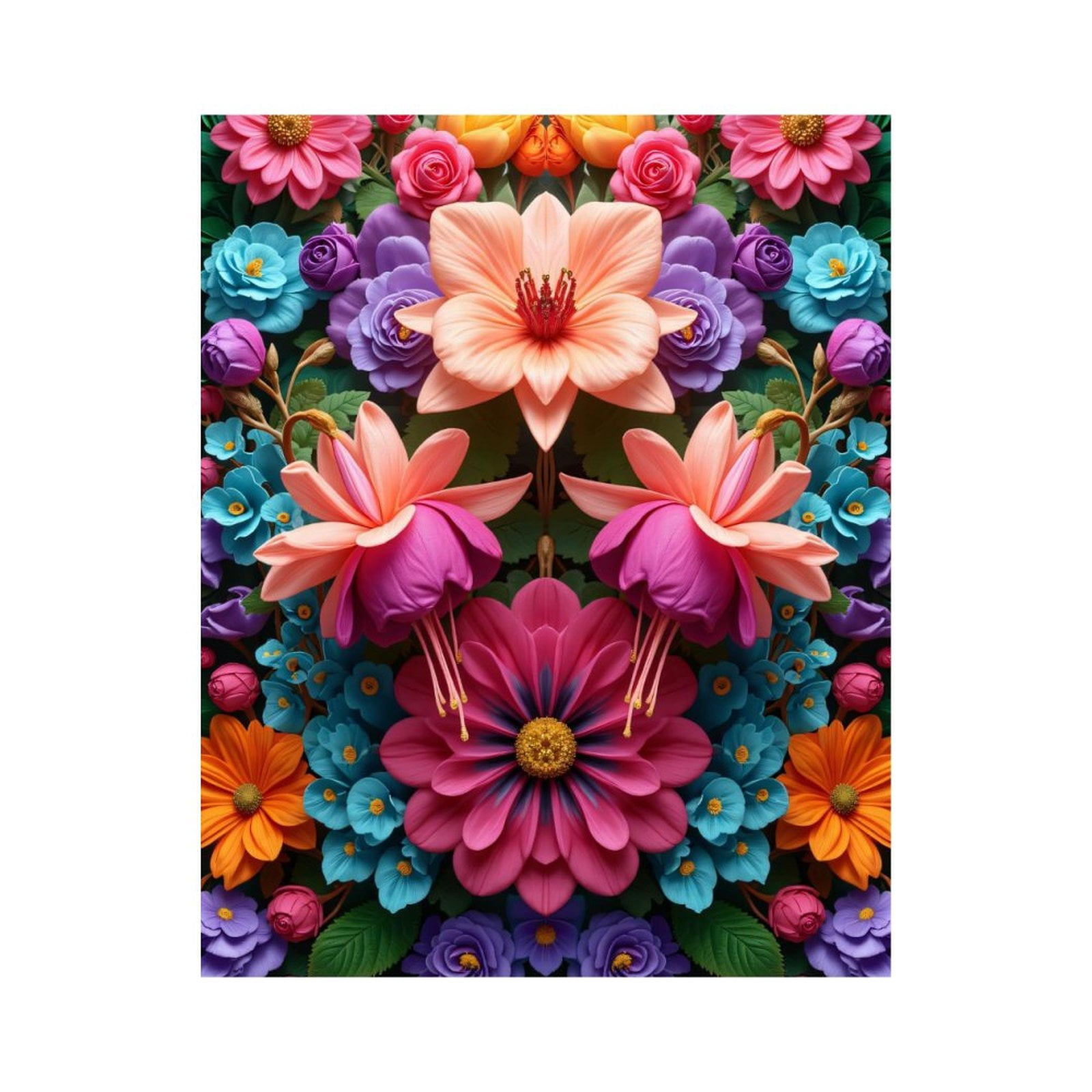 Paint By Numbers Kit for Adults Beginner - Colorful Floral Symmetry Art Print DIY Canvas Painting Kits for Adults, Frameless Paint By Number for Adults for Home Wall Decor 16x20 Inch
