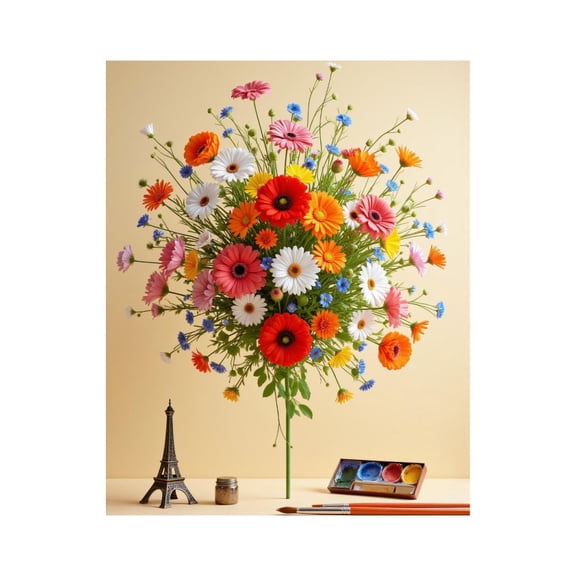 Paint By Numbers Kit for Adults Beginner - Colorful Flower Bouquet Art Painting DIY Canvas Painting Kits for Adults, Frameless Paint By Number for Adults for Home Wall Decor 16x20 Inch