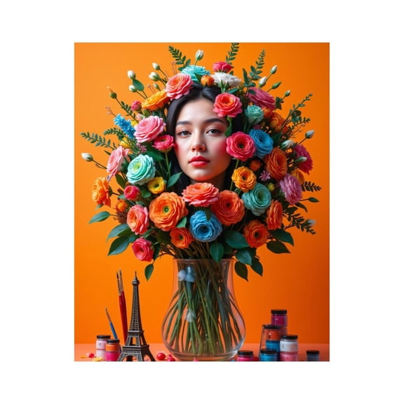 Paint By Numbers Kit for Adults Beginner - Colorful Flower Bouquet Art Portrait DIY Canvas Painting Kits for Adults, Frameless Paint By Number for Adults for Home Wall Decor 16x20 Inch