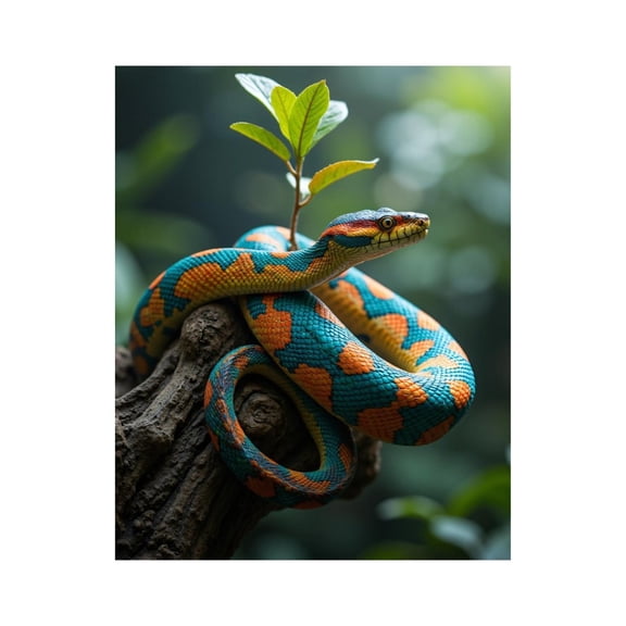 Paint By Numbers Kit for Adults Beginner - Colorful Jungle Snake On Branch DIY Canvas Painting Kits for Adults, Frameless Paint By Number for Adults for Home Wall Decor 16x20 Inch