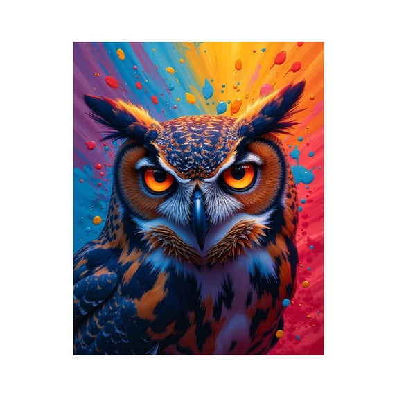 Paint By Numbers Kit for Adults Beginner - Colorful Owl Splatter Art DIY Canvas Painting Kits for Adults, Frameless Paint By Number for Adults for Home Wall Decor 16x20 Inch