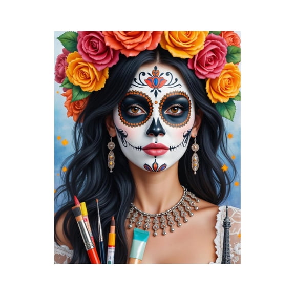 Paint By Numbers Kit for Adults Beginner - Colorful Painted Face Art Flowers DIY Canvas Painting Kits for Adults, Frameless Paint By Number for Adults for Home Wall Decor 16x20 Inch