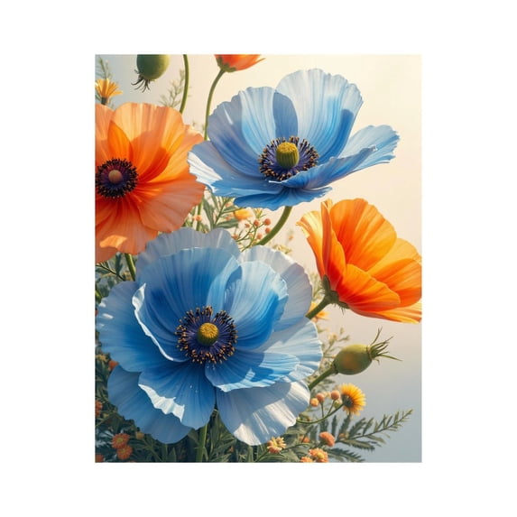 Paint By Numbers Kit for Adults Beginner - Colorful Poppies Sunlit Bouquet DIY Canvas Painting Kits for Adults, Frameless Paint By Number for Adults for Home Wall Decor 16x20 Inch