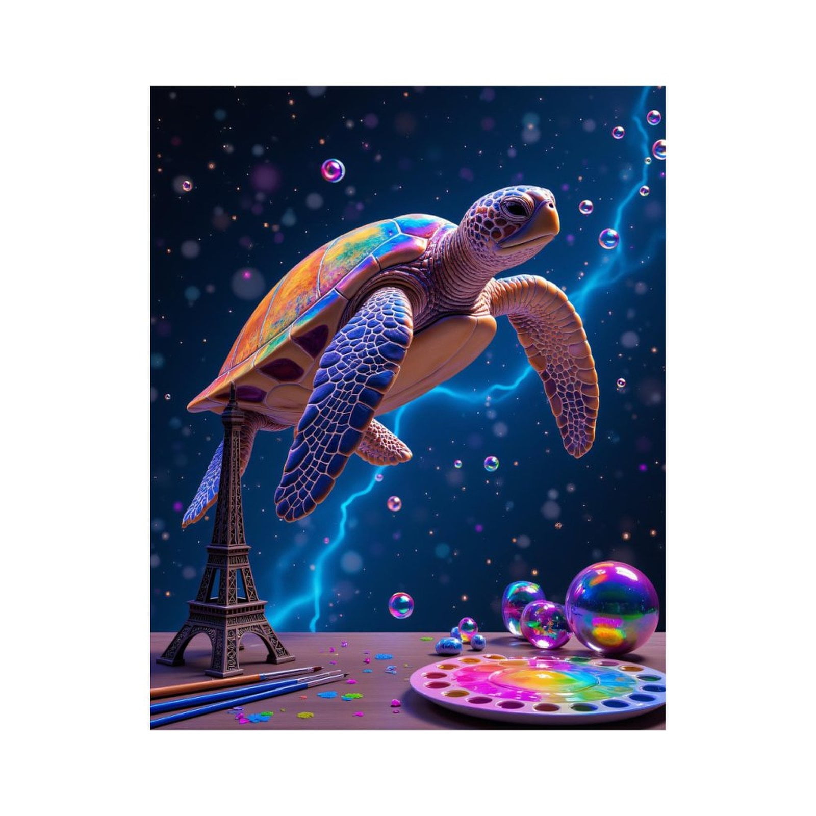 Paint By Numbers Kit for Adults Beginner - Colorful Turtle Art Bubbles Night DIY Canvas Painting Kits for Adults, Frameless Paint By Number for Adults for Home Wall Decor 16x20 Inch
