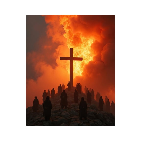 Paint By Numbers Kit for Adults Beginner - Cross Silhouette Against Fiery Sky DIY Canvas Painting Kits for Adults, Frameless Paint By Number for Adults for Home Wall Decor 16x20 Inch