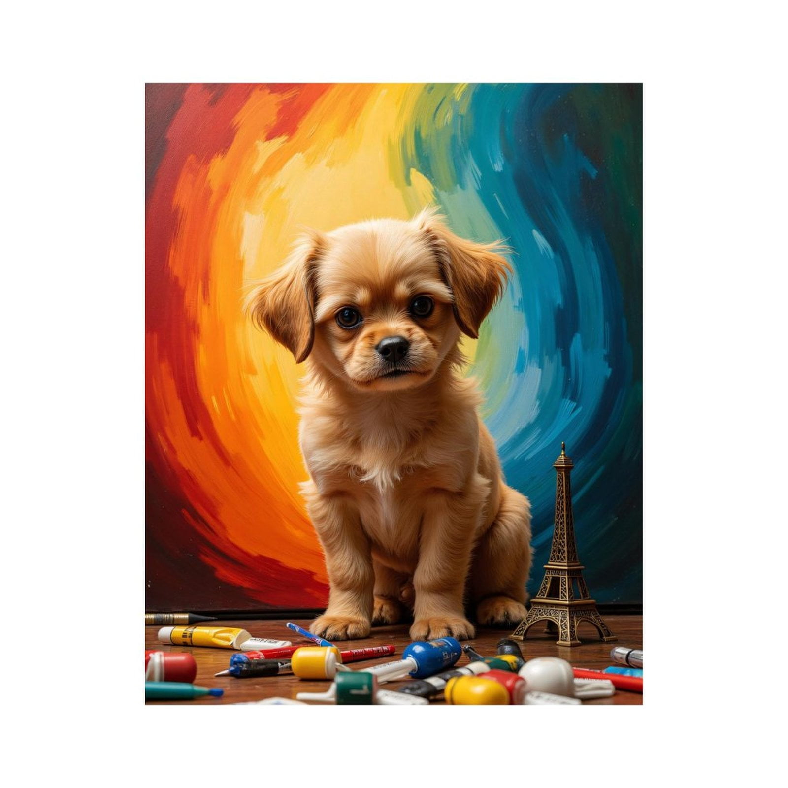 Paint By Numbers Kit for Adults Beginner - Cute Puppy Art Paris Colors DIY Canvas Painting Kits for Adults, Frameless Paint By Number for Adults for Home Wall Decor 16x20 Inch