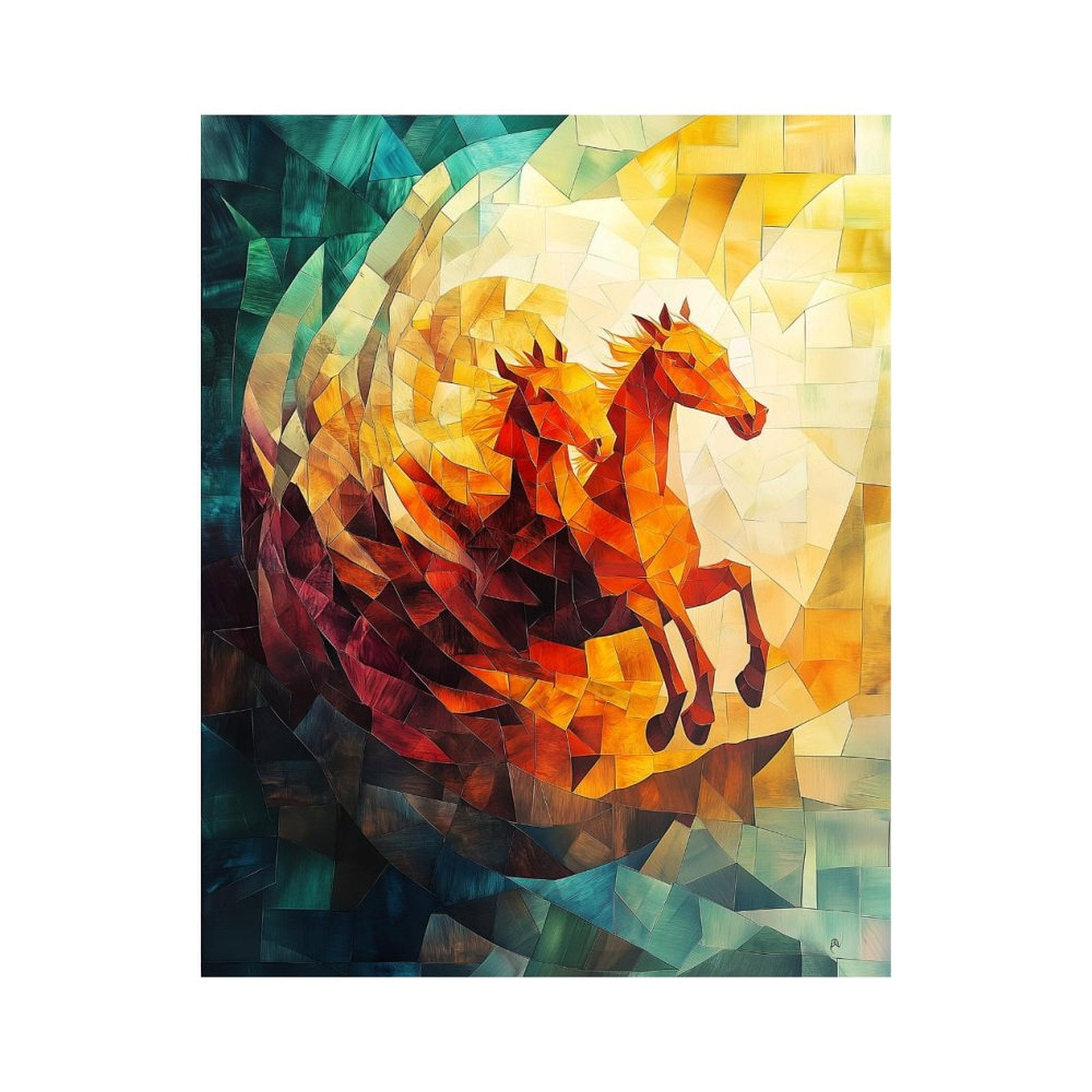 Paint By Numbers Kit for Adults Beginner - DIY Abstract Geometric Horse Art Canvas Painting Kits for Adults, Frameless Paint By Number for Adults for Home Wall Decor 16x20 Inch