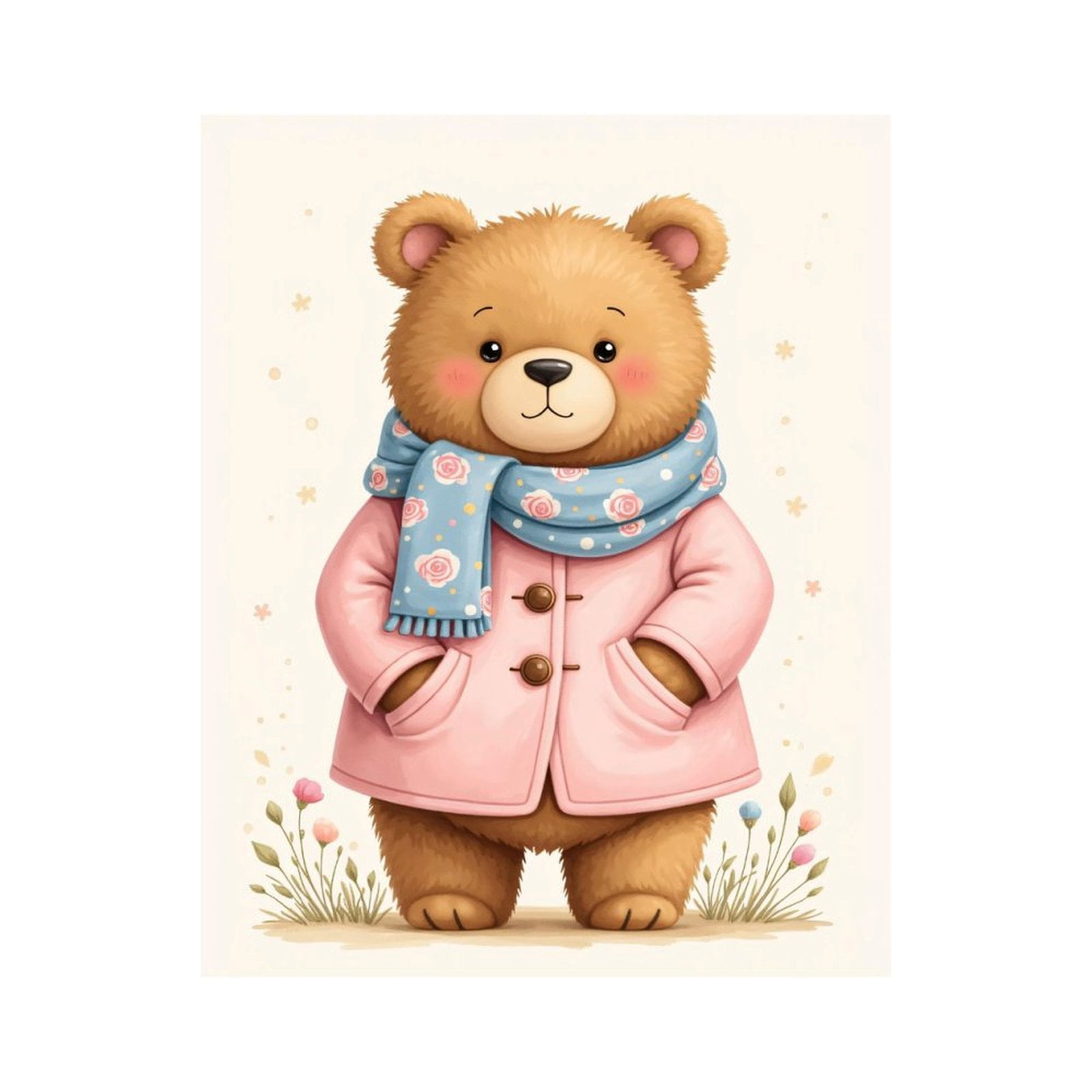 Paint By Numbers Kit for Adults Beginner - DIY Adorable Bear In Cozy Attire Canvas Painting Kits for Adults, Frameless Paint By Number for Adults for Home Wall Decor 16x20 Inch