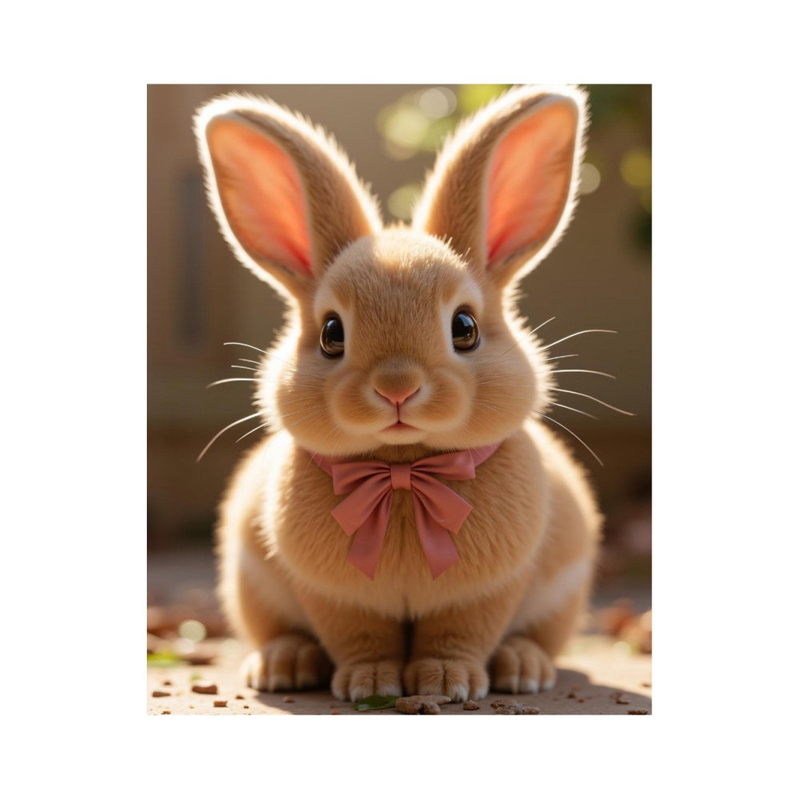 Paint By Numbers Kit for Adults Beginner - DIY Adorable Bunny With Pink Bow Canvas Painting Kits for Adults, Frameless Paint By Number for Adults for Home Wall Decor 16x20 Inch