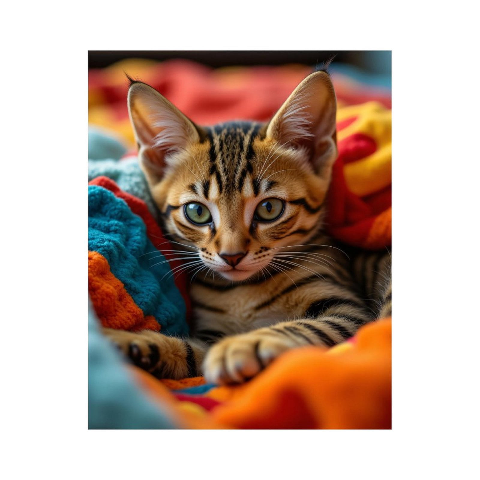 Paint By Numbers Kit for Adults Beginner - DIY Adorable Kitten Colorful Blanket Canvas Painting Kits for Adults, Frameless Paint By Number for Adults for Home Wall Decor 16x20 Inch