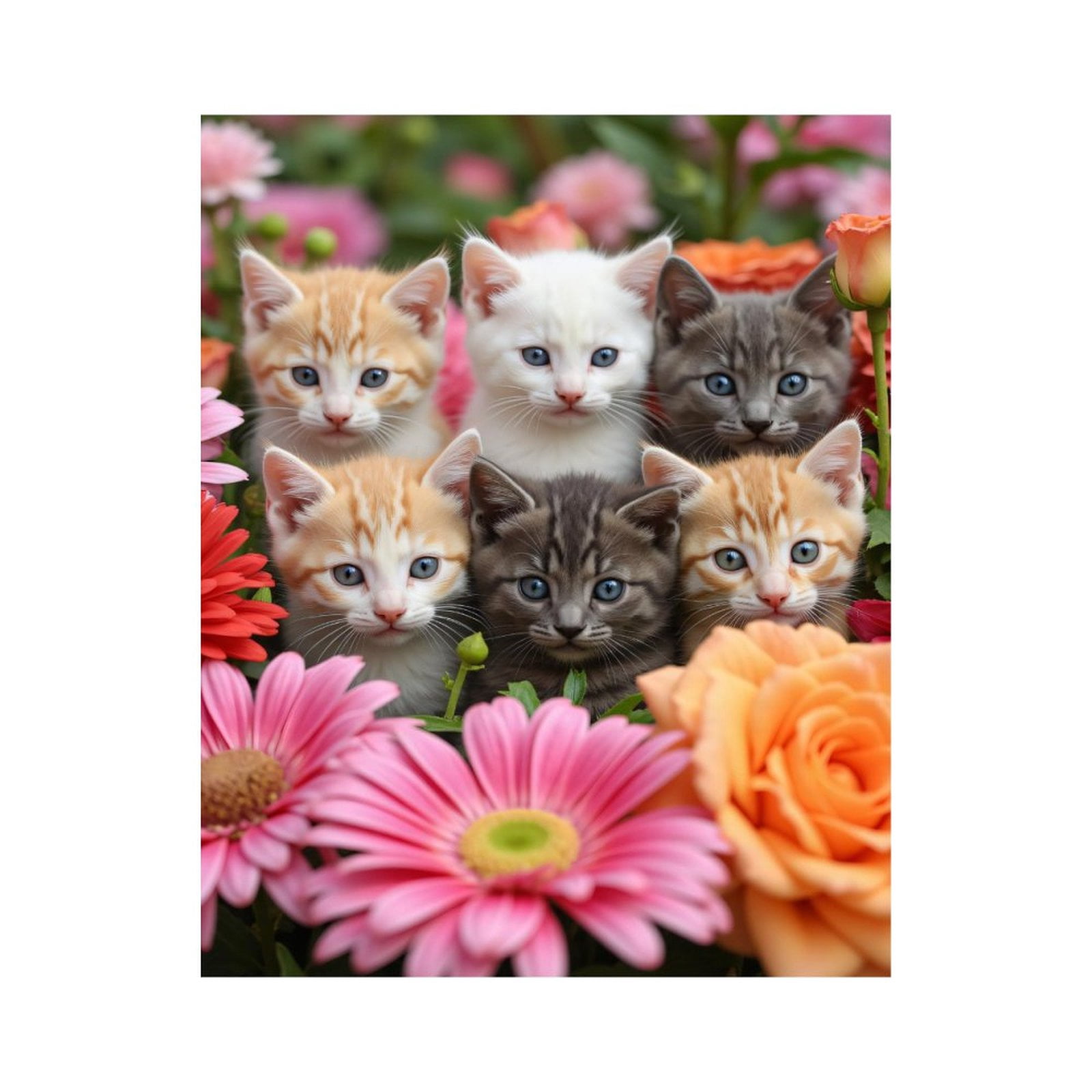 Paint By Numbers Kit for Adults Beginner - DIY Adorable Kittens Colorful Floral Scene Canvas Painting Kits for Adults, Frameless Paint By Number for Adults for Home Wall Decor 16x20 Inch