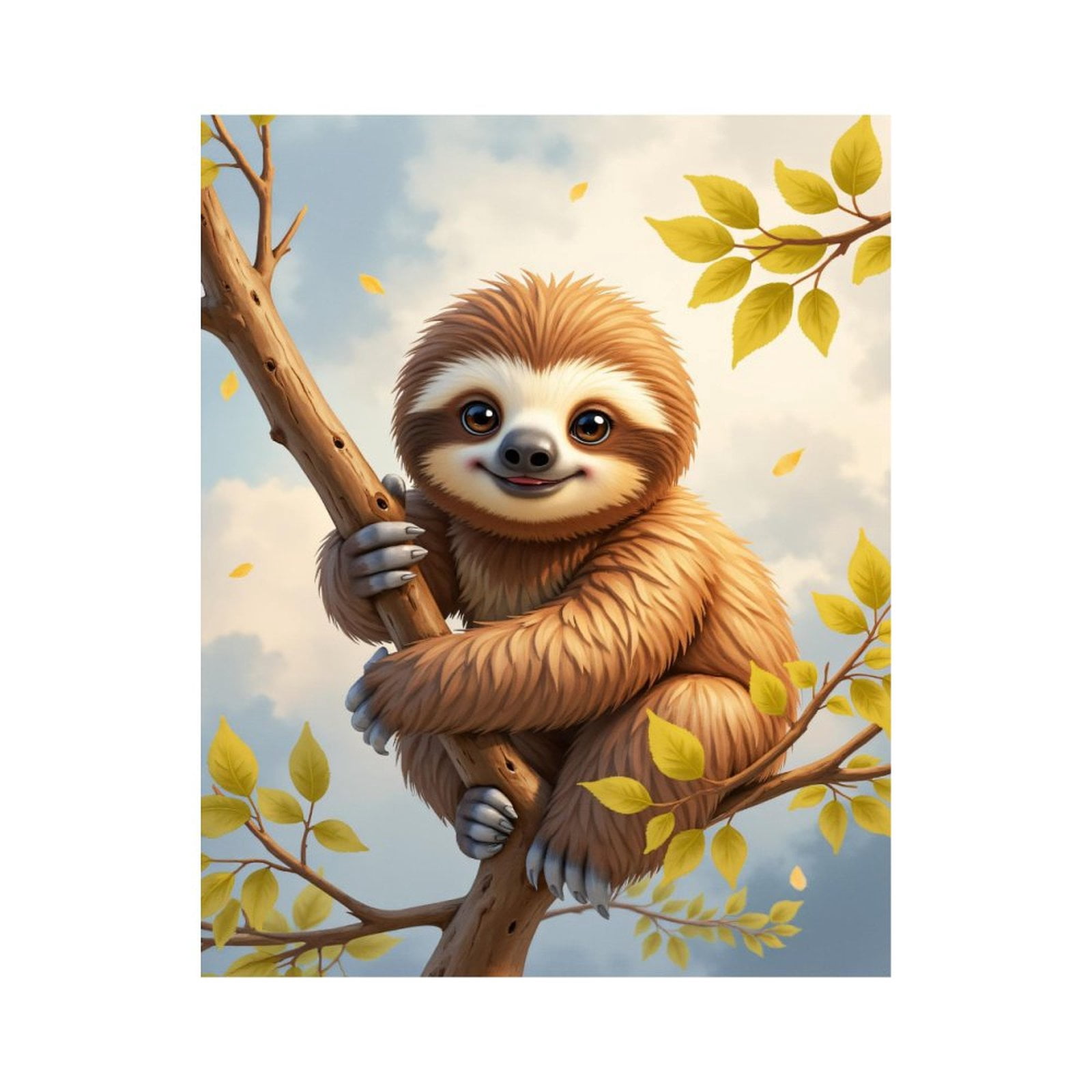 Paint By Numbers Kit for Adults Beginner - DIY Adorable Sloth On Tree Branch Canvas Painting Kits for Adults, Frameless Paint By Number for Adults for Home Wall Decor 16x20 Inch