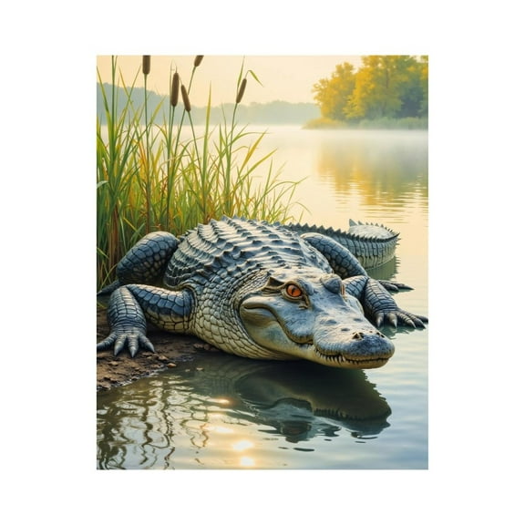 Paint By Numbers Kit for Adults Beginner - DIY Alligator Lake Sunrise Scene Canvas Painting Kits for Adults, Frameless Paint By Number for Adults for Home Wall Decor 16x20 Inch