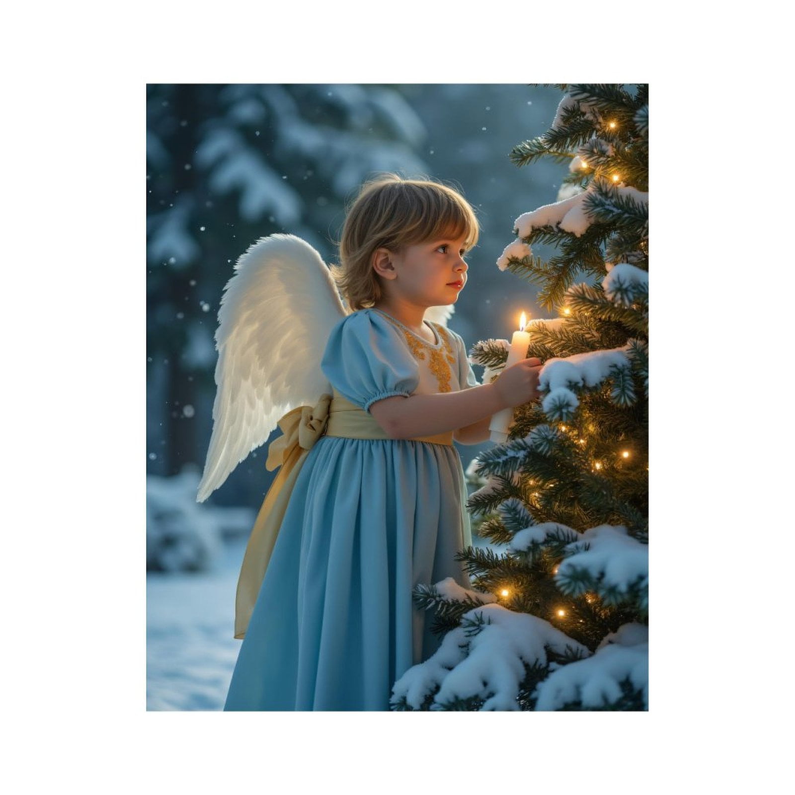 Paint By Numbers Kit for Adults Beginner - DIY Angel Candle Winter Scene Canvas Painting Kits for Adults, Frameless Paint By Number for Adults for Home Wall Decor 16x20 Inch