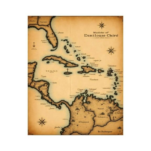 Paint By Numbers Kit for Adults Beginner - DIY Antique Nautical Caribbean Map Canvas Painting Kits for Adults, Frameless Paint By Number for Adults for Home Wall Decor 16x20 Inch