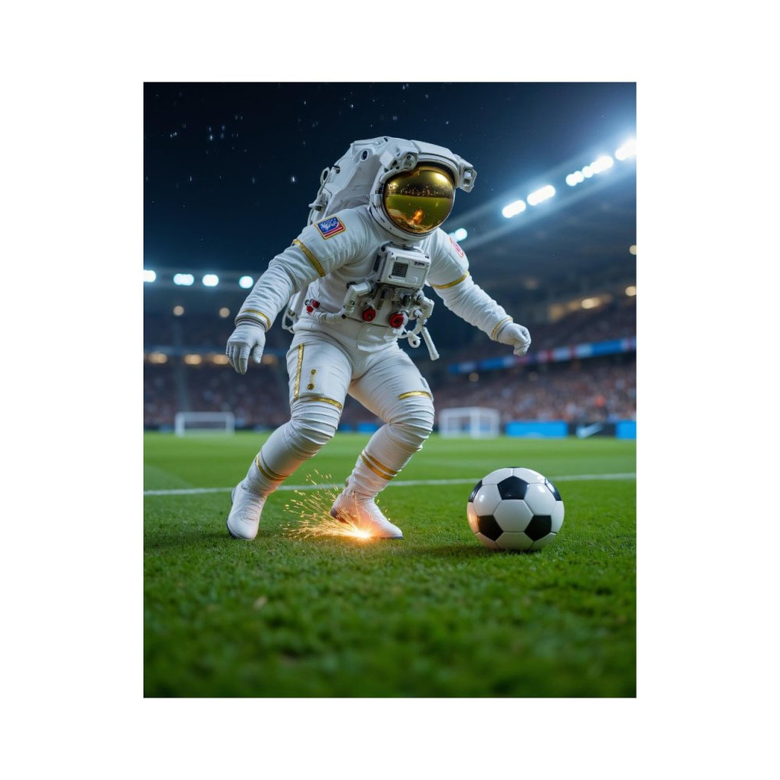 Paint By Numbers Kit for Adults Beginner - DIY Astronaut Soccer Stadium Night Scene Canvas Painting Kits for Adults, Frameless Paint By Number for Adults for Home Wall Decor 16x20 Inch