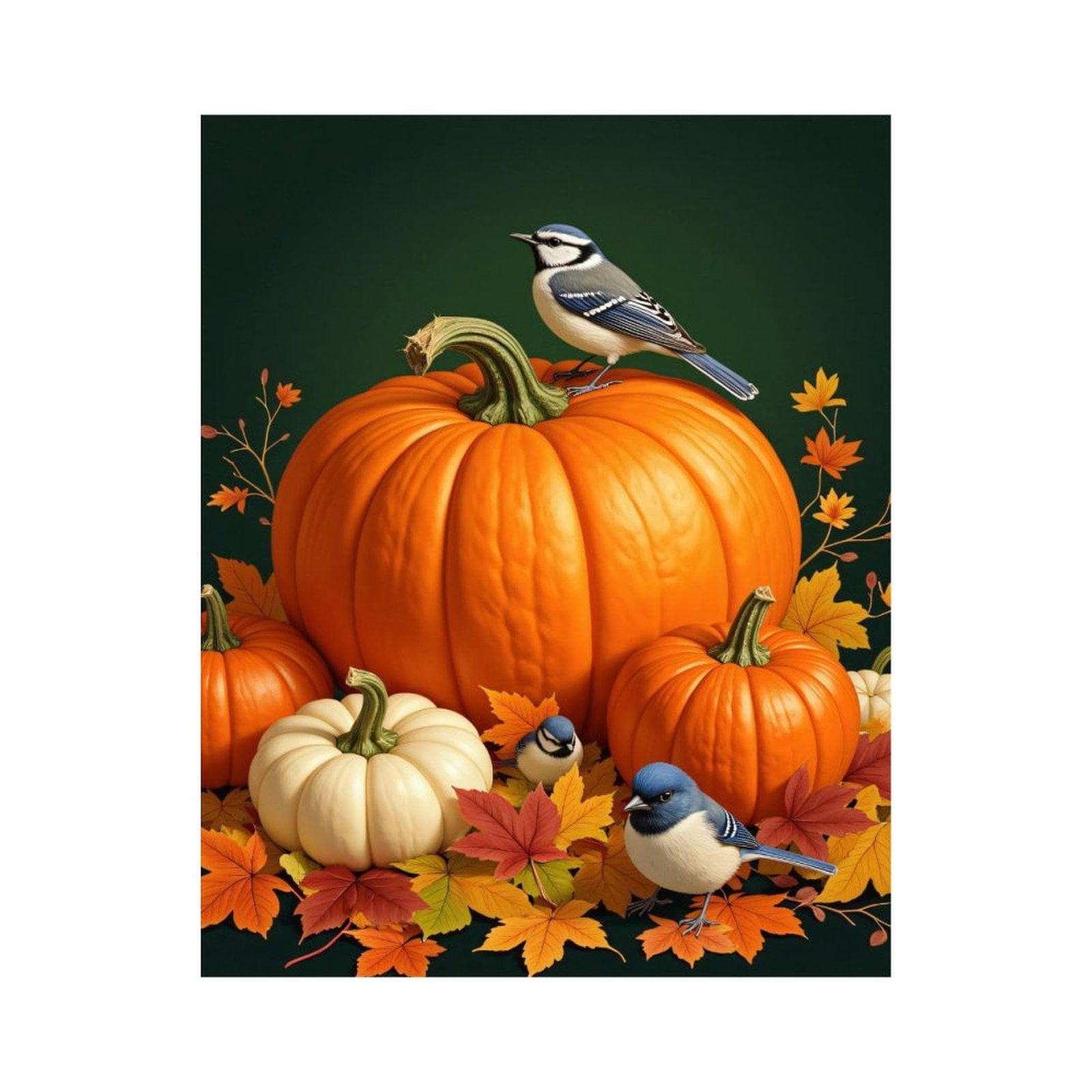 Paint By Numbers Kit for Adults Beginner - DIY Autumn Birds Pumpkins Leaves Scene Canvas Painting Kits for Adults, Frameless Paint By Number for Adults for Home Wall Decor 16x20 Inch
