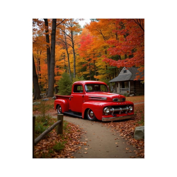 Paint By Numbers Kit for Adults Beginner - DIY Autumn Classic Red Truck Woods Canvas Painting Kits for Adults, Frameless Paint By Number for Adults for Home Wall Decor 16x20 Inch