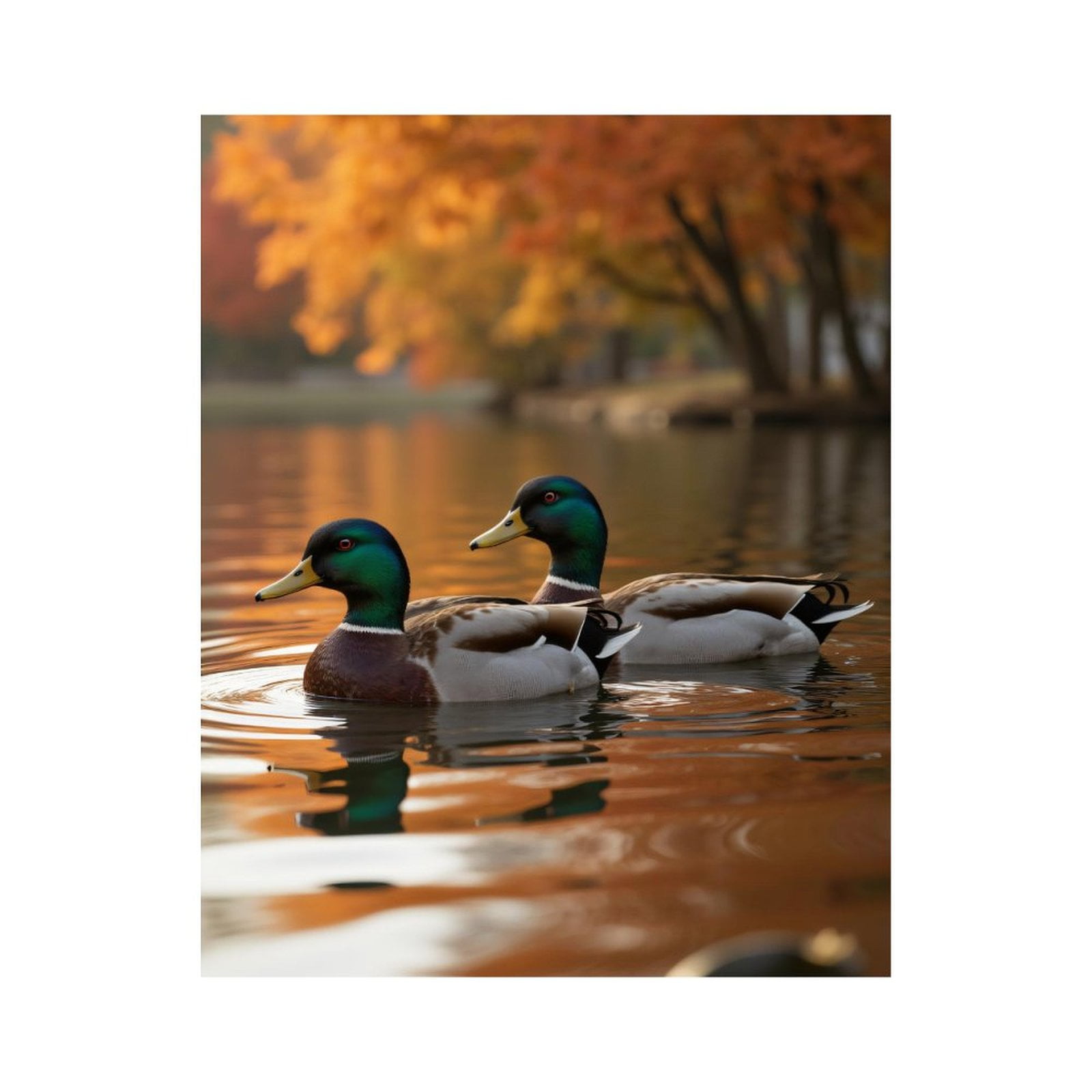 Paint By Numbers Kit for Adults Beginner - DIY Autumn Reflection Lake Ducks Tranquility Canvas Painting Kits for Adults, Frameless Paint By Number for Adults for Home Wall Decor 16x20 Inch