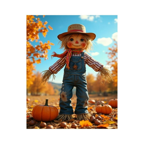 Paint By Numbers Kit for Adults Beginner - DIY Autumn Scarecrow In Pumpkin Patch Canvas Painting Kits for Adults, Frameless Paint By Number for Adults for Home Wall Decor 16x20 Inch