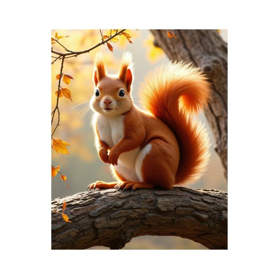 Paint By Numbers Kit for Adults Beginner - DIY Autumn Squirrel On Tree Branch Canvas Painting Kits for Adults, Frameless Paint By Number for Adults for Home Wall Decor 16x20 Inch