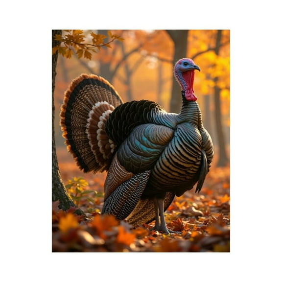 Paint By Numbers Kit for Adults Beginner - DIY Autumn Turkey Vibrant Forest Scene Canvas Painting Kits for Adults, Frameless Paint By Number for Adults for Home Wall Decor 16x20 Inch