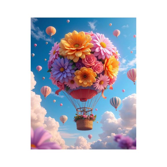 Paint By Numbers Kit for Adults Beginner - DIY Balloon Flowers Sky Clouds Dreams Canvas Painting Kits for Adults, Frameless Paint By Number for Adults for Home Wall Decor 16x20 Inch