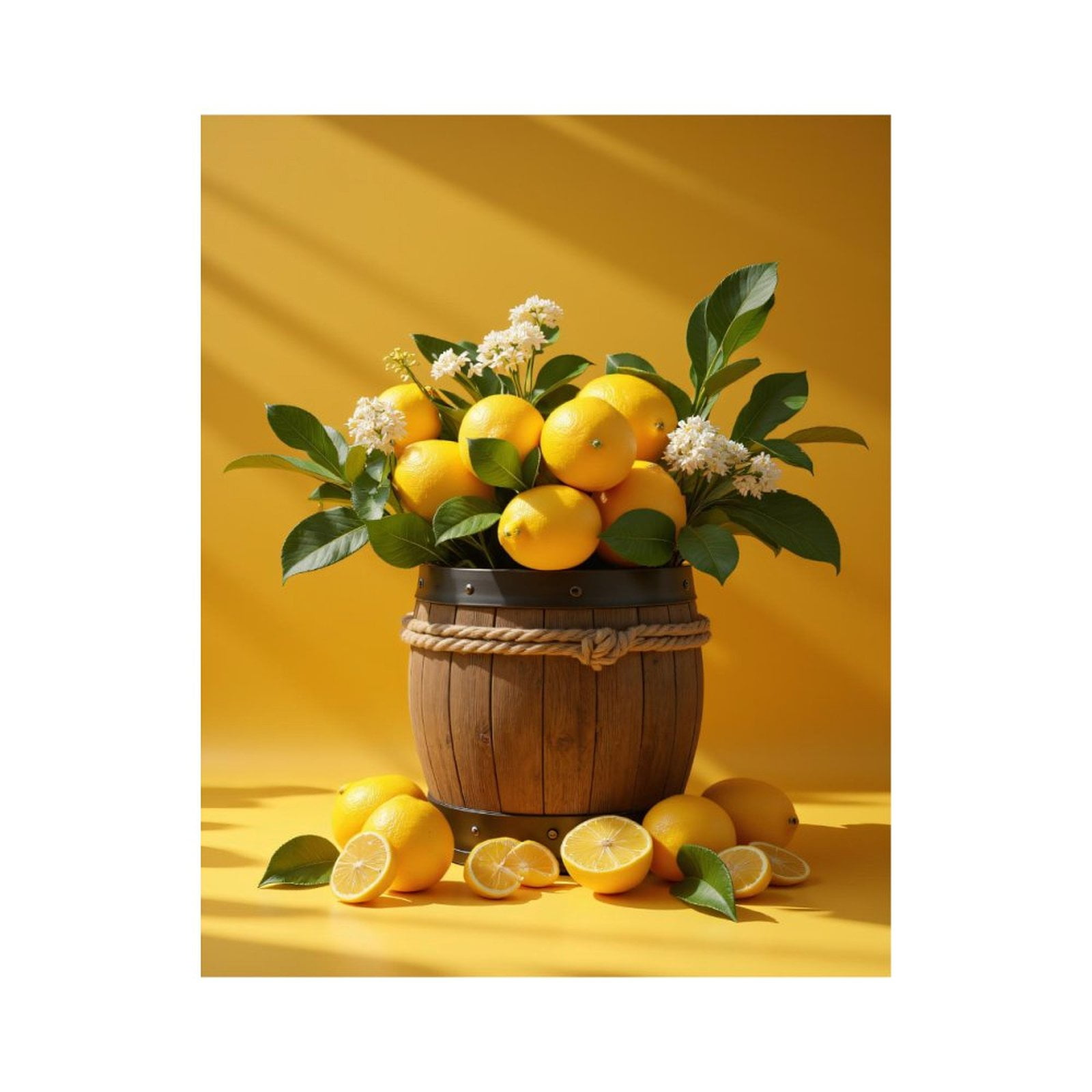 Paint By Numbers Kit for Adults Beginner - DIY Barrel Fresh Lemons And Blossoms Canvas Painting Kits for Adults, Frameless Paint By Number for Adults for Home Wall Decor 16x20 Inch