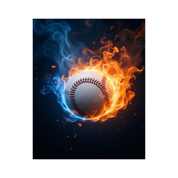 Paint By Numbers Kit for Adults Beginner - DIY Baseball Fire Ice Elements Dynamic Canvas Painting Kits for Adults, Frameless Paint By Number for Adults for Home Wall Decor 16x20 Inch