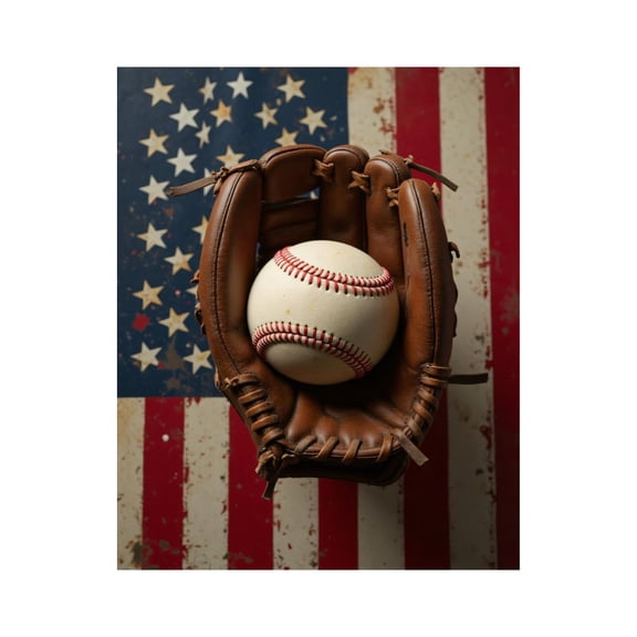 Paint By Numbers Kit for Adults Beginner - DIY Baseball Glove Patriotic Background Canvas Painting Kits for Adults, Frameless Paint By Number for Adults for Home Wall Decor 16x20 Inch