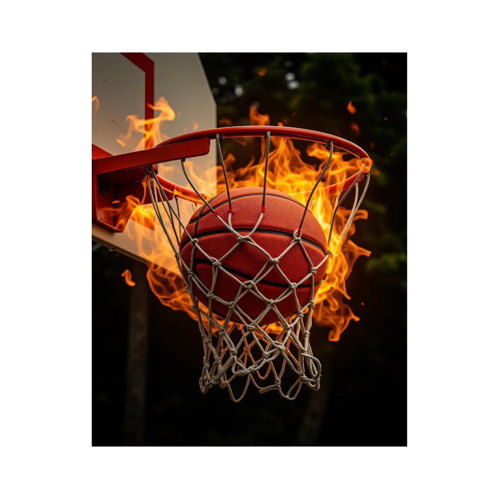 Paint By Numbers Kit for Adults Beginner - DIY Basketball On Fire Through Hoop Canvas Painting Kits for Adults, Frameless Paint By Number for Adults for Home Wall Decor 16x20 Inch