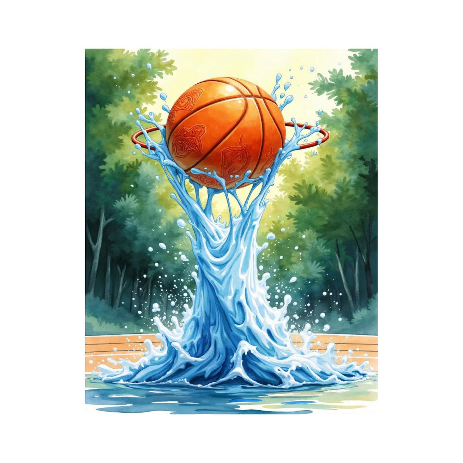 Paint By Numbers Kit for Adults Beginner - DIY Basketball Water Splash Art Canvas Painting Kits for Adults, Frameless Paint By Number for Adults for Home Wall Decor 16x20 Inch