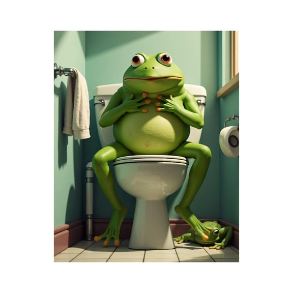 Paint By Numbers Kit for Adults Beginner - DIY Bathroom Frog on White Toilet Canvas Painting Kits for Adults, Frameless Paint By Number for Adults for Home Wall Decor 16x20 Inch